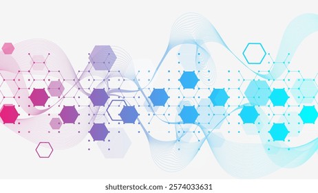 Health care abstract background with lines, dots and hexagons. Medical innovation banner template concept. Vector illustration.