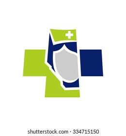 Health Care Of Alberta Canada. Logo Template Of Medical Person. Doctor And Nurse. Icon Template.