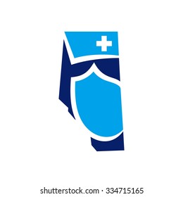 health care of alberta canada. logo template of medical person. doctor and nurse. icon template.