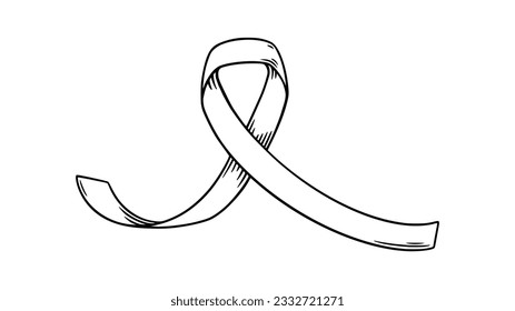 Health care awareness symbol. Ribbon for a desease and disorder awareness day. Sketch vector illustration isolated in white background