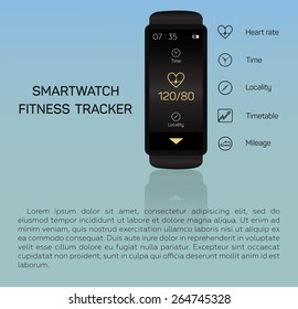 Health Care, Bracelet, Hand, Heart Rate, Time, Locality, Mileage, Fitness Tracker, Jogging, Pace, Blue Background