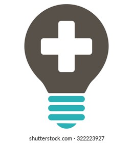 Health Care Bulb vector icon. Style is bi-color flat symbol, grey and cyan colors, rounded angles, white background.