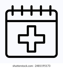 Health Care Calendar Vector Icon. Lineal Vector Icon.