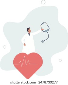 Health care or cardiology .Heart as symbolic patient healthcare support and disease prevention.flat llustration