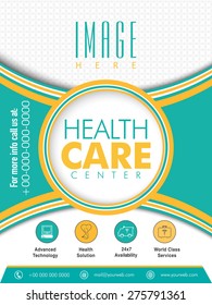 Health Care Center Flyer Presentation With Place Holder For Image And Content.