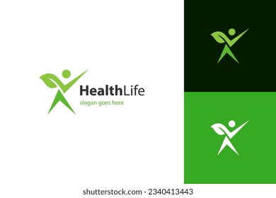 health care center logo design concept. Abstract happy human silhouette. Sport, fitness, medical logo symbol