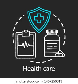 Health care chalk concept icon. Healthcare, medicine. Therapeutic services. Medical insurance, examination, treatment idea idea. Vector isolated chalkboard illustration