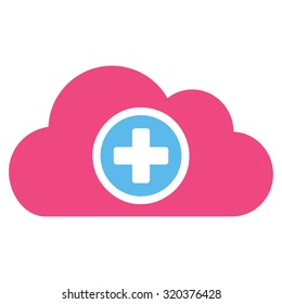 Health Care Cloud vector icon. Style is bicolor flat symbol, pink and blue colors, rounded angles, white background.