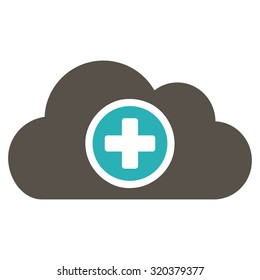 Health Care Cloud vector icon. Style is bicolor flat symbol, grey and cyan colors, rounded angles, white background.