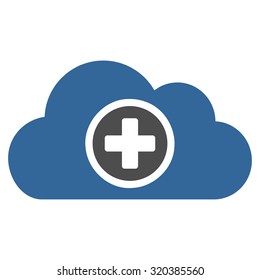 Health Care Cloud vector icon. Style is bicolor flat symbol, cobalt and gray colors, rounded angles, white background.