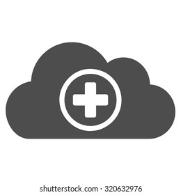 Health Care Cloud vector icon. Style is flat symbol, gray color, rounded angles, white background.