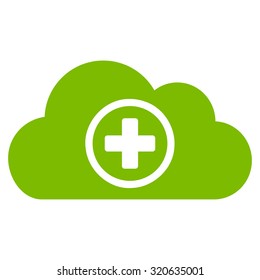 Health Care Cloud vector icon. Style is flat symbol, eco green color, rounded angles, white background.