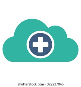 Health Care Cloud vector icon. Style is bicolor flat symbol, cobalt and cyan colors, rounded angles, white background.