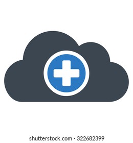 Health Care Cloud vector icon. Style is bicolor flat symbol, smooth blue colors, rounded angles, white background.