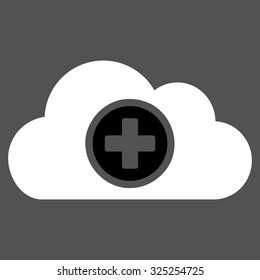 Health Care Cloud vector icon. Style is bicolor flat symbol, black and white colors, rounded angles, gray background.
