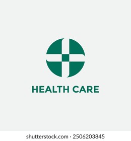 Health care company or hospital logo design with circle plus symbol vector template