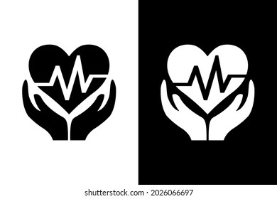 Health care concept with black and white background. Very suitable various business purposes also for symbol, logo, company name, brand name, personal name, icon and many more.