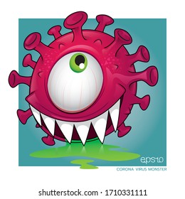 Health Care. A Corona Virus Cartoon Vector Image Monster Virus Covid-19. 
 