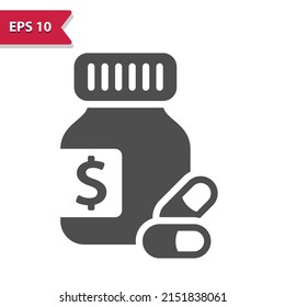 Health Care Cost Icon. Pharmacy, Pills, Drugs, Health Insurance. Professional, pixel perfect icon, EPS 10 format.