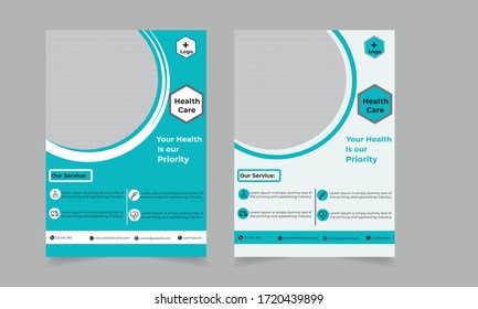 Health care cover template design for a report and medical brochure design, flyer, leaflets for printing and presentation background, two colors scheme, vector template in A4 size - Vector
