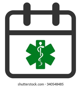 Health Care Date vector icon. Style is bicolor flat symbol, green and gray colors, rounded angles, white background.