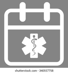 Health Care Day vector icon. Style is flat symbol, white color, rounded angles, gray background.