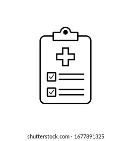 Health Care Diagnosis Clipboard Line Icon Design Template. Vector Icon.