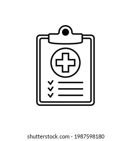 Health care diagnosis clipboard line icon design template. Vector icon.