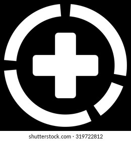 Health Care Diagram vector icon. Style is flat symbol, white color, rounded angles, black background.