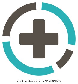 Health Care Diagram vector icon. Style is bicolor flat symbol, grey and cyan colors, rounded angles, white background.