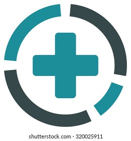 Health Care Diagram vector icon. Style is bicolor flat symbol, soft blue colors, rounded angles, white background.