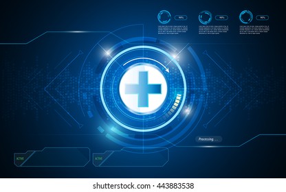 Health Care Digital Texture Circle Pattern With Interactive Button Background