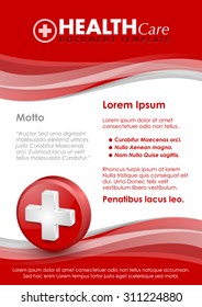 Health care document template with three dimensional glossy cross icon