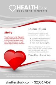 Health care document template with three dimensional glossy heart icon