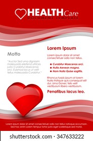 Health care document template with three dimensional glossy heart icon