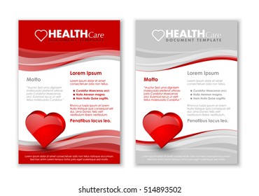 Health care document templates with three dimensional glossy heart icon
