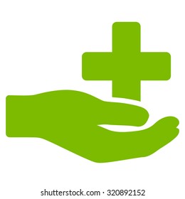 Health Care Donation vector icon. Style is flat symbol, eco green color, rounded angles, white background.