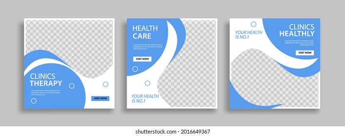 Health care Editable minimal square banner template with geometric shapes for social media post, story and web internet ads. Vector illustration