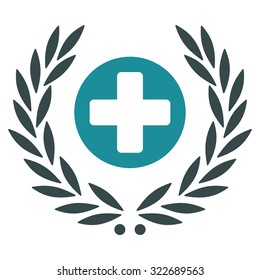 Health Care Embleme vector icon. Style is bicolor flat symbol, soft blue colors, rounded angles, white background.
