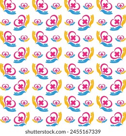 Health care exotic trendy multicolor repeating pattern vector illustration background design