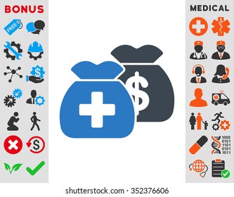 Health Care Funds vector icon. Style is bicolor flat symbol, smooth blue colors, rounded angles, white background.