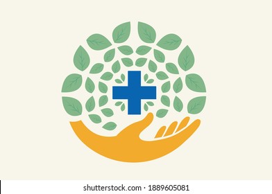 Health care green environmental medical logo