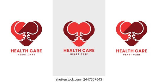 Health Care heart Care Creative Design vector Logo template Hand Heart wellness Medical 