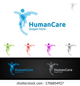 Health Care and Heart Vector Logo Design for Education, Yoga, Fitness or Charity Concept