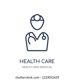 Health care icon. Health care linear symbol design from Health and Medical collection. Simple outline element vector illustration on white background