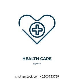 Icono de atención de la salud. Ilustración vectorial lineal de la colección de belleza. Esbozar vector de icono de atención médica. Símbolo de línea delgada para uso en aplicaciones web y móviles, logotipo, medios impresos.