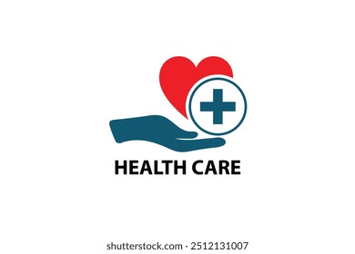 Vector de icono de atención médica con una mano que sostiene un corazón con un símbolo de cruz médica. Representa los servicios de salud, atención médica y Asistencia del bienestar. Ideal para diseños relacionados con la salud.