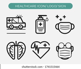 Health care icon vector illustration. Medical symbol object for background design. Hospital logo clip art images. Eps 10 