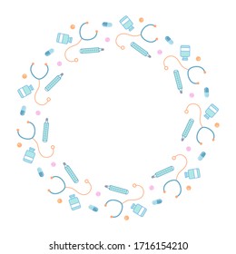Health care icones vector round frame on a white background