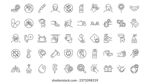 Health care instructions for covid-19 icon set